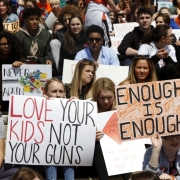 youth march against school gun violence on National School Walkout day, in protest of continued gun violence in American schools
