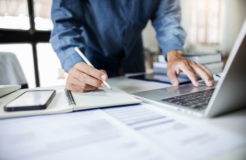 Lawyer checking business data