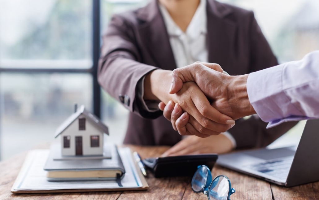 Lawyer shaking hands with a client